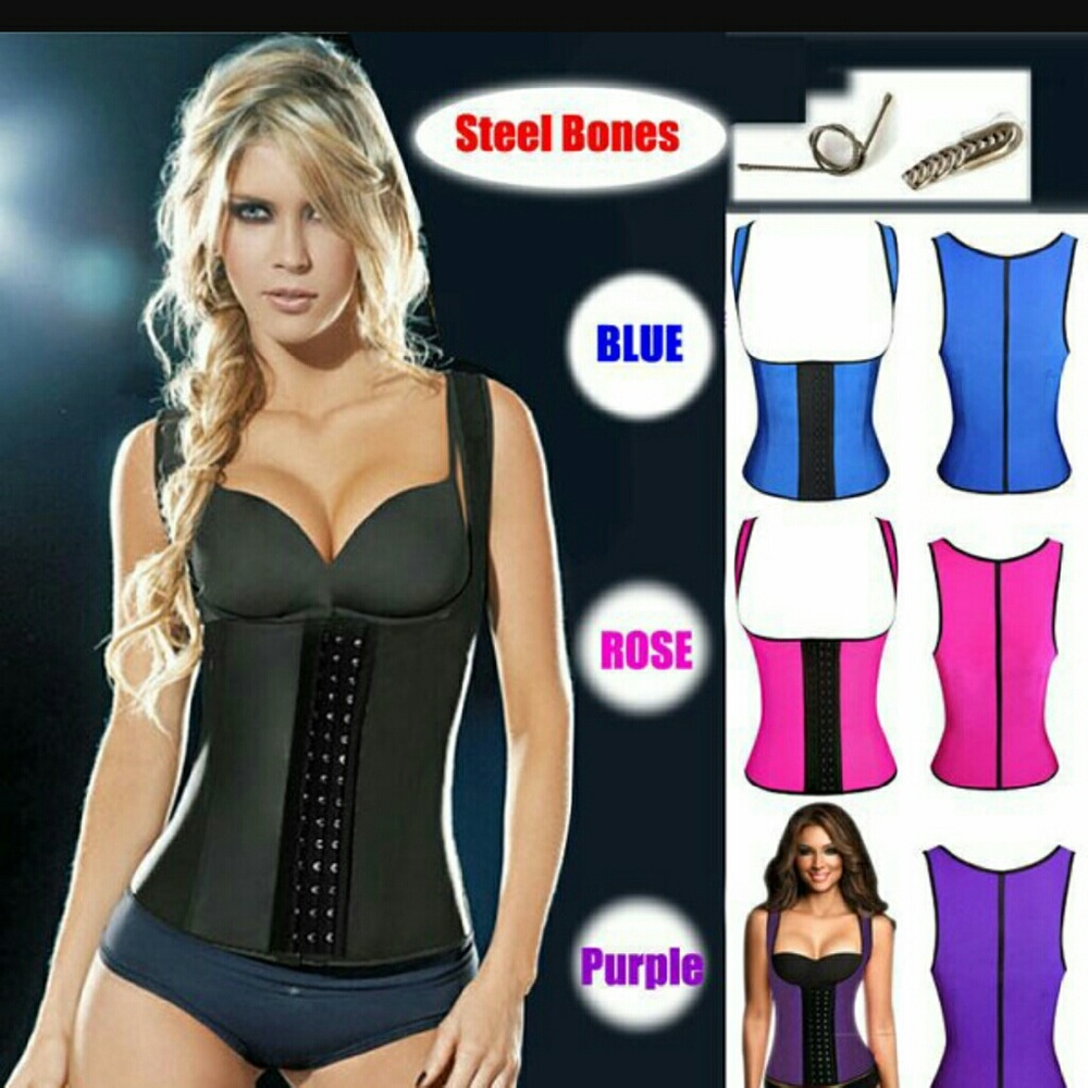 9 Steel boned vest corset latex waist trainer